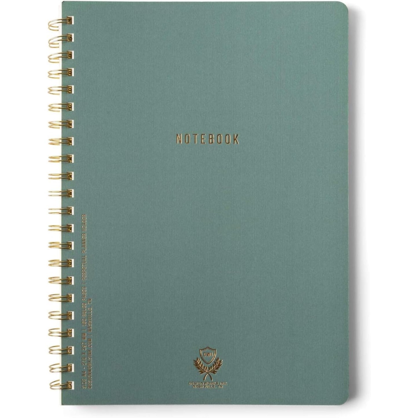 DesignWorks Ink Textured Paper Twin Wire Notebook, Daily Planner & Soft Cover Writing Journal, 160 Lined Perforated Pages, Large Spiral Notebook for Work & Journaling, 8.25 x 11.625 in, Juniper Green