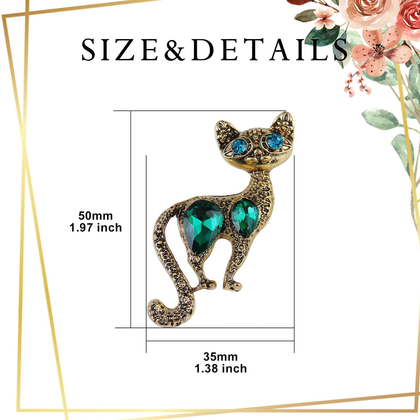 Vintage Crystal Cat Brooch for Women Rhinestone Cat Pin Vintage Jewelry Birthday Mother's Day for Mother Girlfriend Daughter