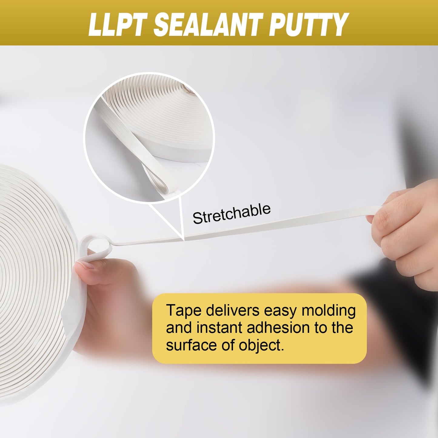 LLPT Butyl Tape White 1/2 Inch x 33Ft 2 Pack Tight Seal for Leak Proof EPDM RV Repair Window Glass Boat Sealing Roof Pipe Patching(WST052)