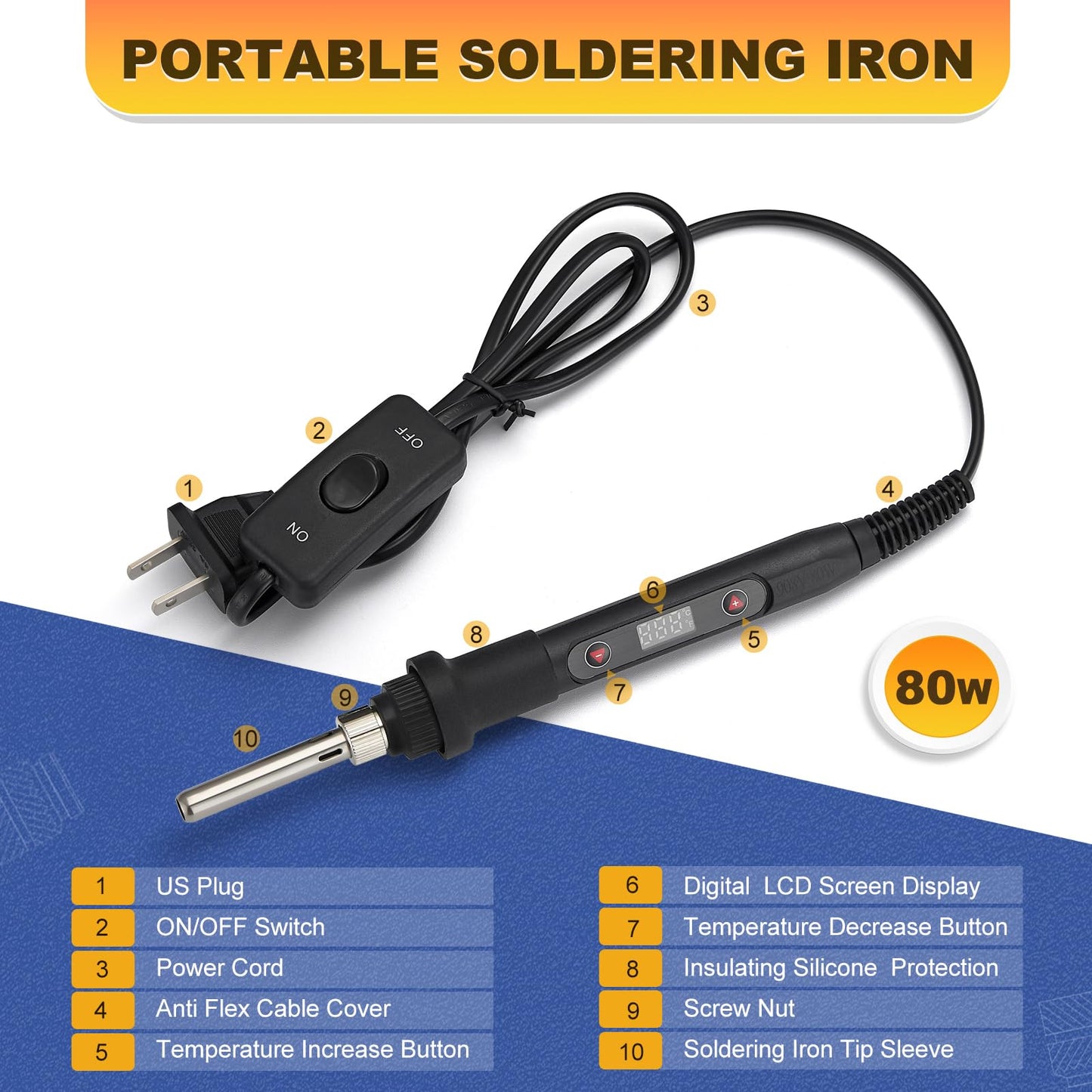 Professional Heat Set Insert Tool Kit: 80W Soldering Iron Heat Insert Tool with 520pcs Brass Inserts & Heat Set Insert Tips (M2-M8) for 3D Printing