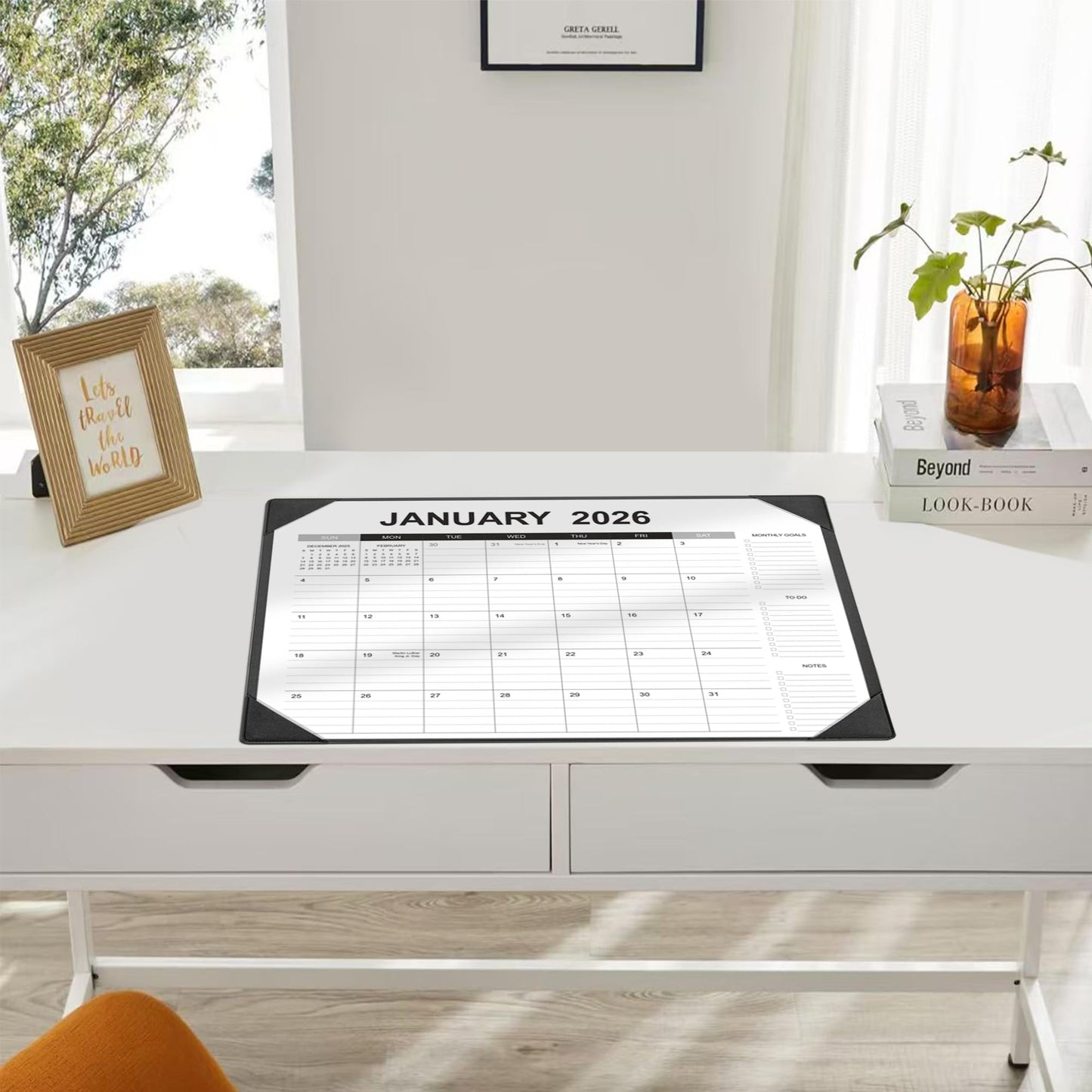 Desk Calendar 2026-2027 with Desk Mat – 22" x 17" Large Desk Pad Calendar Runs from January 2026 to June 2027, Office Supplies Desktop Calendar with To-Do, Notes & Goals Sections, for Office Planning or Organizing
