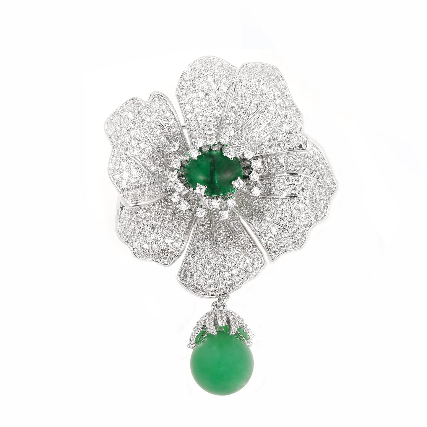 AILONMEI Silver Holiday Luxury Brooches for Women Fashion Large Camellia Brooch Pins Christmas Gift (Camellia, Silver)