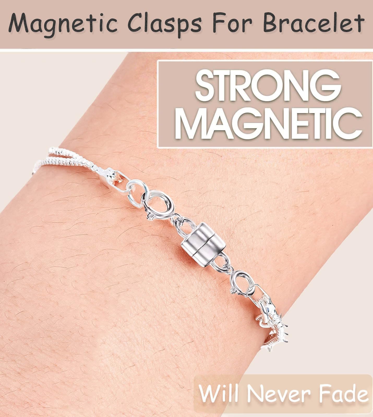 Dailyacc Magnetic Necklace Clasps and Closures, Double Open Bracelet Extender for Jewelry Converters Clasp (14k Gold, Silver)