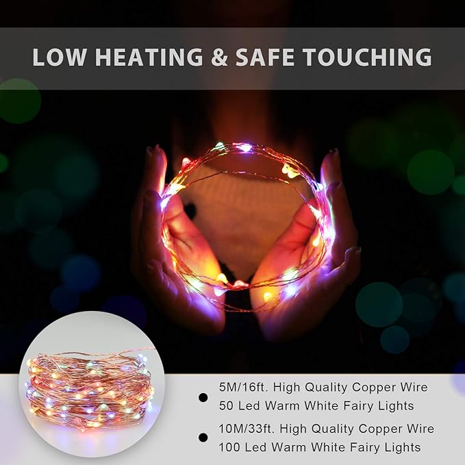 USB Powered String Light, 1 Pack USB Plug in Copper Wire Fairy Lights for Indoor, Bedroom Festival Christmas Wedding Party Patio Decorative Window with USB Interface (16ft./5M,Multi Color)