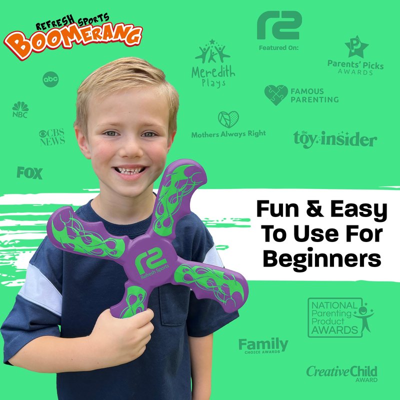Foam Boomerang - Fun Outdoor Summer Gift for Kids All Ages - Easy to Use, Soft & Safe - 2026 Top Beach Toy - Indoor Outdoor Toys For Kids Ages 3 4 5 6 7 8 9 10 11 12 + Year Old Gifts for Girls