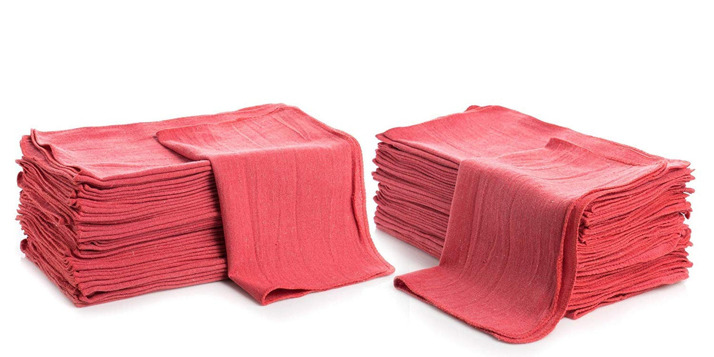 Simpli-Magic Cotton Shop Towels, Commercial Grade, Red, 145 Pack, Size: 14" x 12"