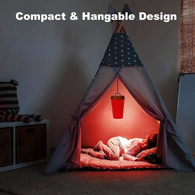 Upgraded Red Night Light for Sleep, 670nm Red Light Lamp with White Light 3000K-6500K, Timer & Stepless Dimming, Remote/Touch Control, 360° Bedroom Lighting, Portable & Hangable