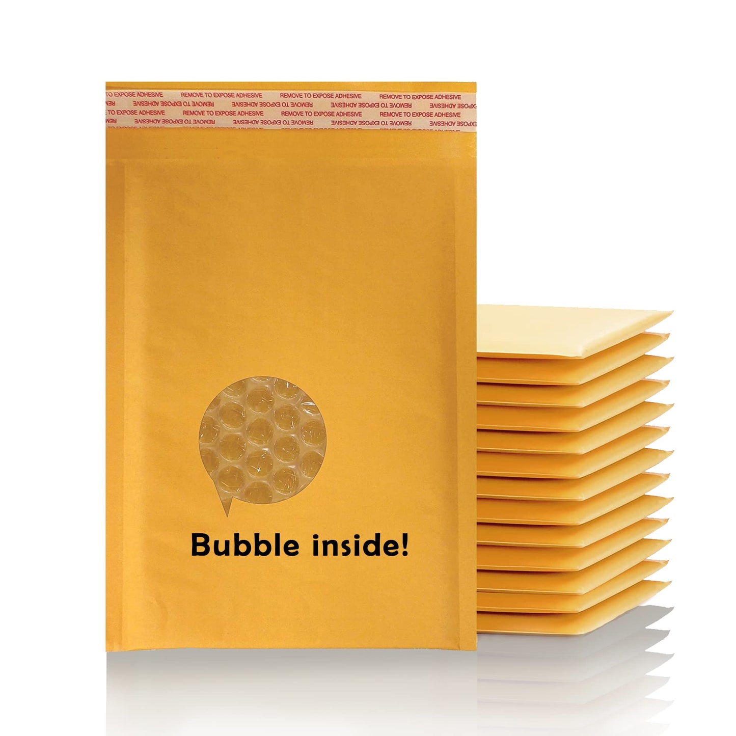 Yens Kraft Bubble Mailers 4x8 inch 500 pack Seal Adhesive Shipping Bags, Cushioning Padded Envelopes for Shipping, Mailing, Packaging Usable Space 4x7 KF#000-500