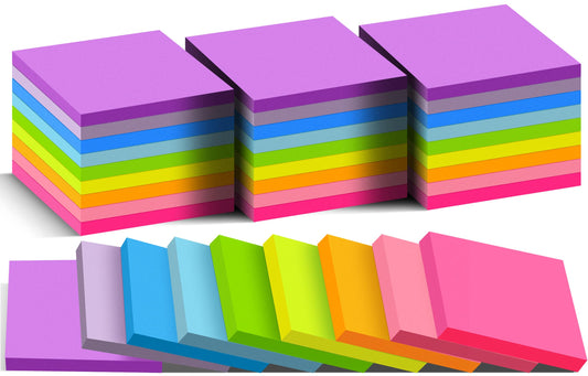 (36 Pack) Sticky Notes 3x3 in Post, 9 Bright Colors Self-Stick Note Pads it, Strong Adhesive, Easy to Post for Home, Office, Notebook
