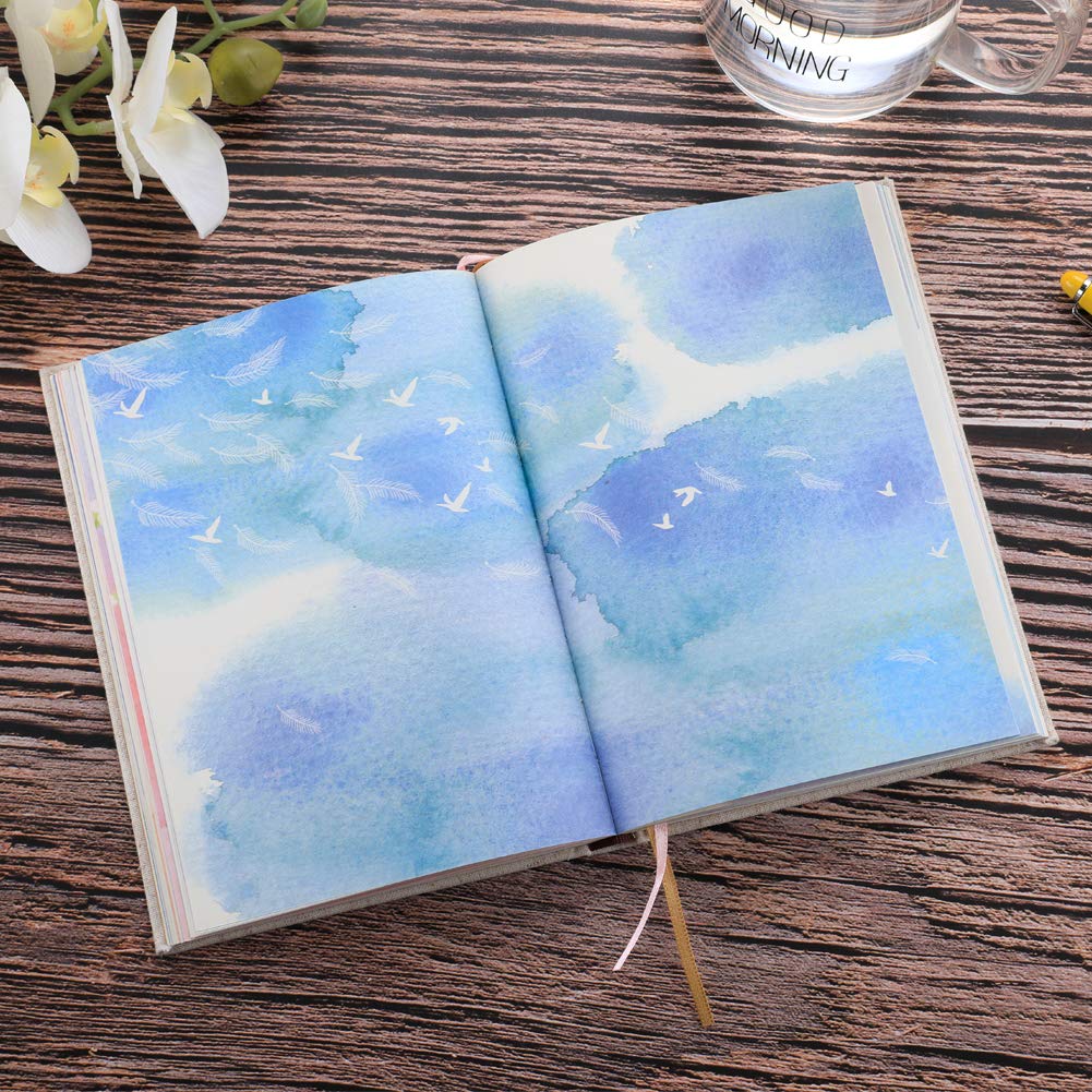 SIIXU Colorful Blank Notebook, Unruled Personal Diary Journals to Write in for Women, Hardcover Writing Notepad Gift, Unique Watercolor Design, 192 Pages, 2 Bookmarks, Unlined