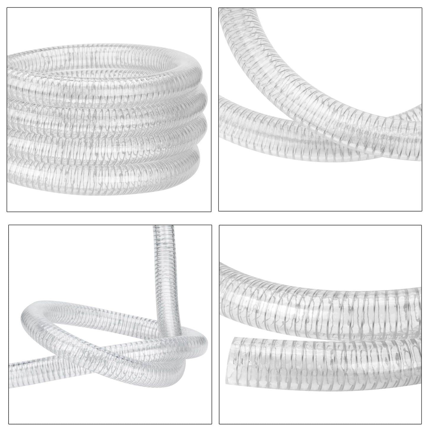 1"id-25ft PVC Reinforced Tubing Steel Wire Suction Flexible Hose Vinyl Tubing Heavy Duty PVC Vacuum Hose Drain Fuel Oil Gas Water for Marine Bilge Pump Pond Spa