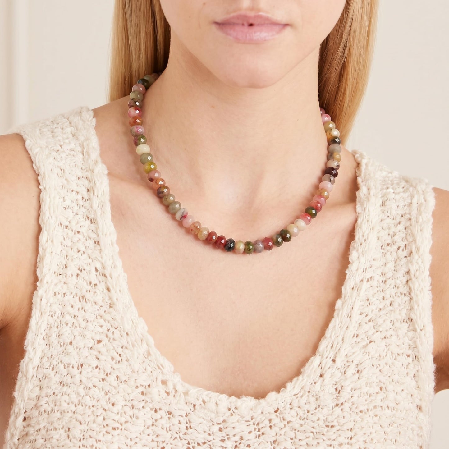 Badu Pomegranate Gemstone Beaded Necklace for Women Natural Stone Bead Beach Choker Necklace Fashion Trendy Jewelry Gifts