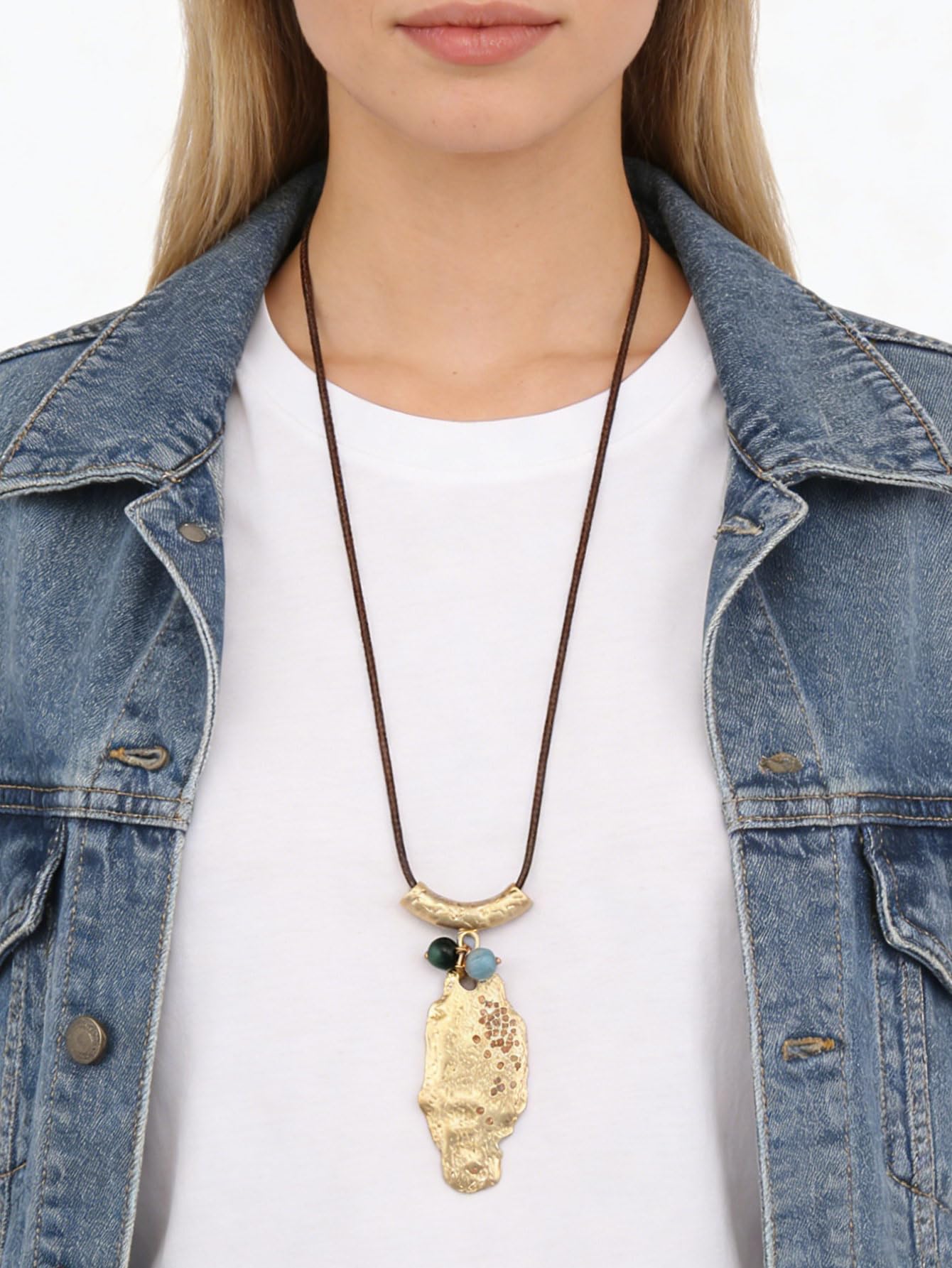 joymiao Chunky Pendant Necklace for Women Vintage Boho Statement Necklaces Large Pendant Hippie Necklace Trendy Bohemian Jewelry