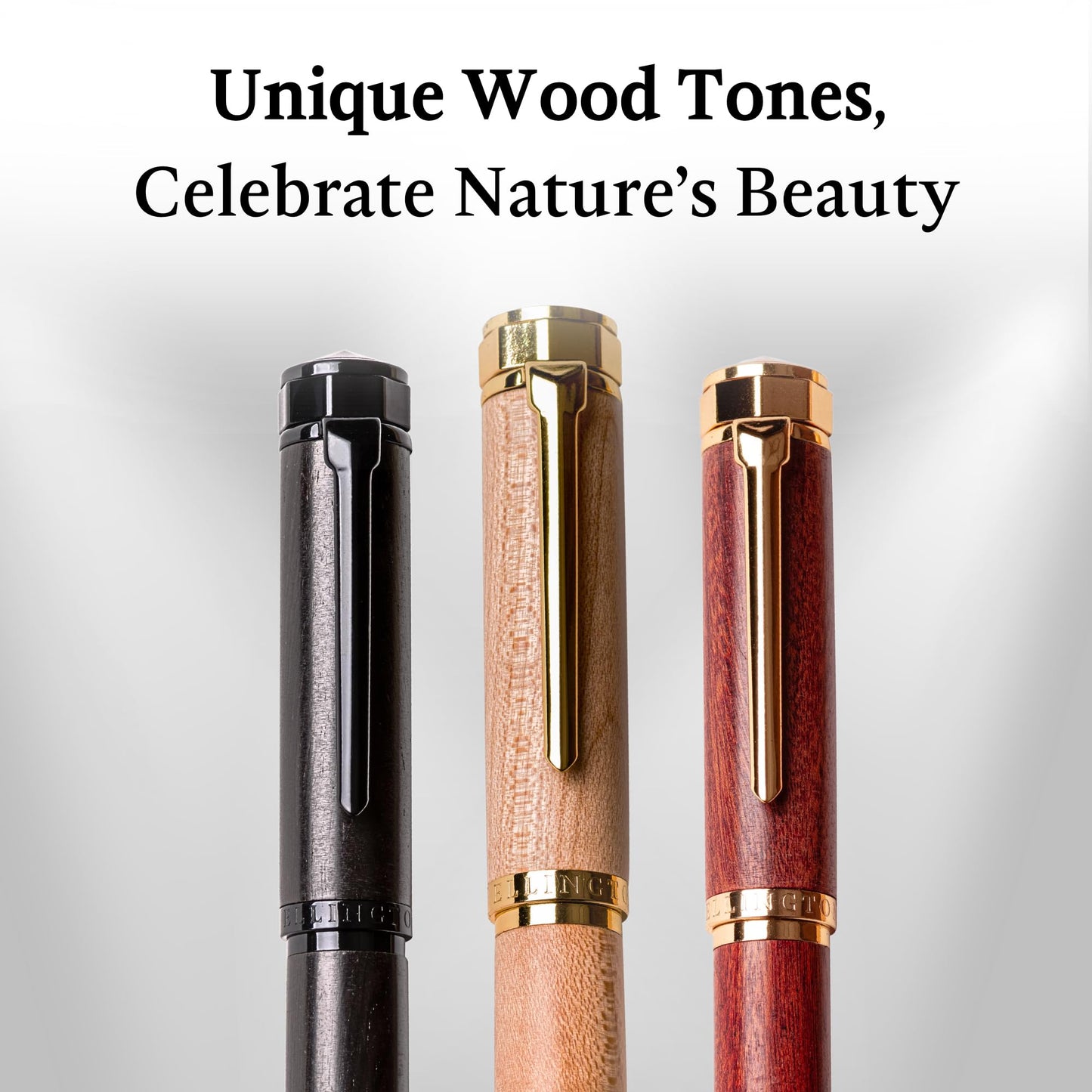 Ellington Pens Luxury Wood Fountain Pen Set – Medium Nib - Includes 6 Ink Cartridges, Wooden Pen Gift Box, Ink Converter - Wood Pen For Writing, Calligraphy, Journaling, Drawing (Maple Harmony)