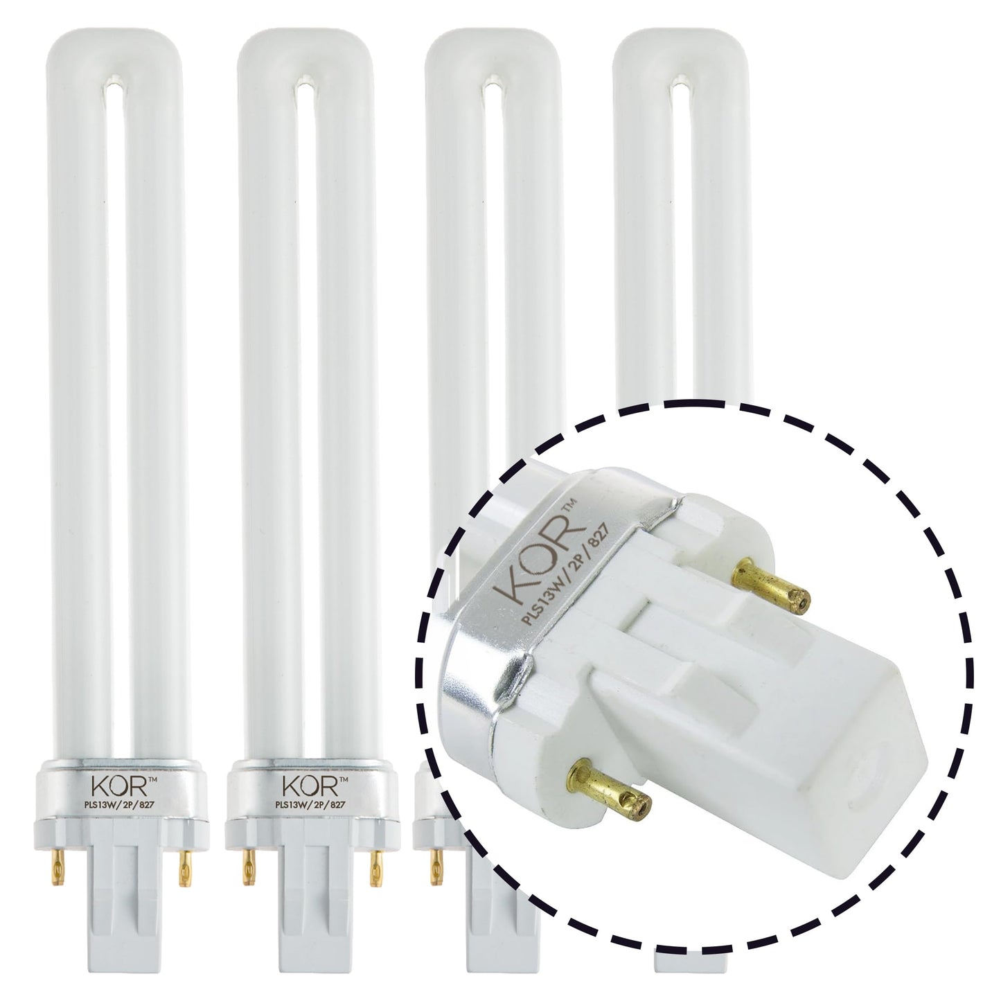 KOR (4 Pack) PL13S/27/ECO - Compact Fluorescent Plug-in - 13 Watt - 120 Volt - T4-2-Pin (GX23) - 2,700 Kelvin (Soft White)
