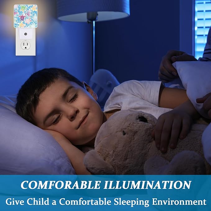 Colorful Turtle Night Light, Plug-into Wall Sea Nightlight Lamp with Dusk to Dawn Sensor, Led Lamp 0.5W Energy Efficient for Boys Girls Adults Home Decor