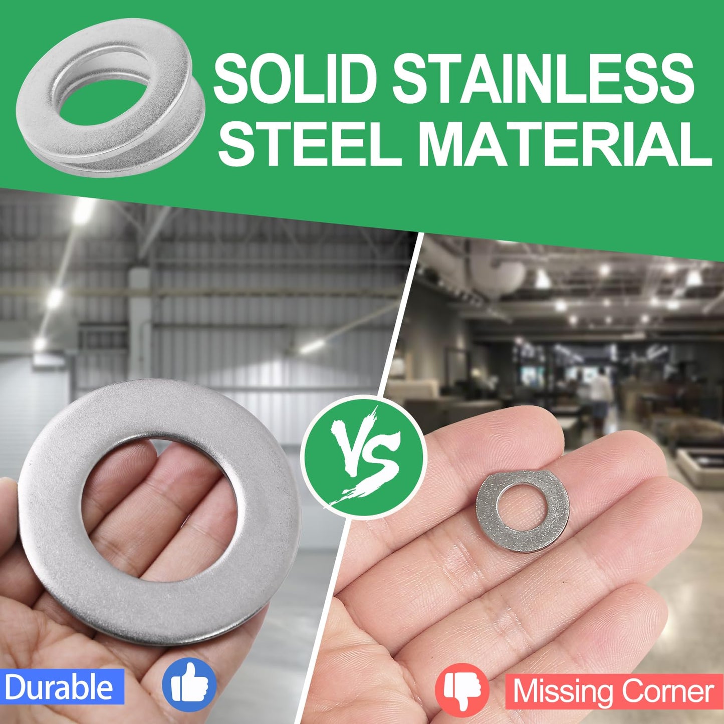 Zernmiarder 1-1/2" Stainless Steel Flat Washers - 3" Outside Diameter, 304（18-8） Stainless Steel Washers Metal Washer for Screws Bolts, Pack of 5