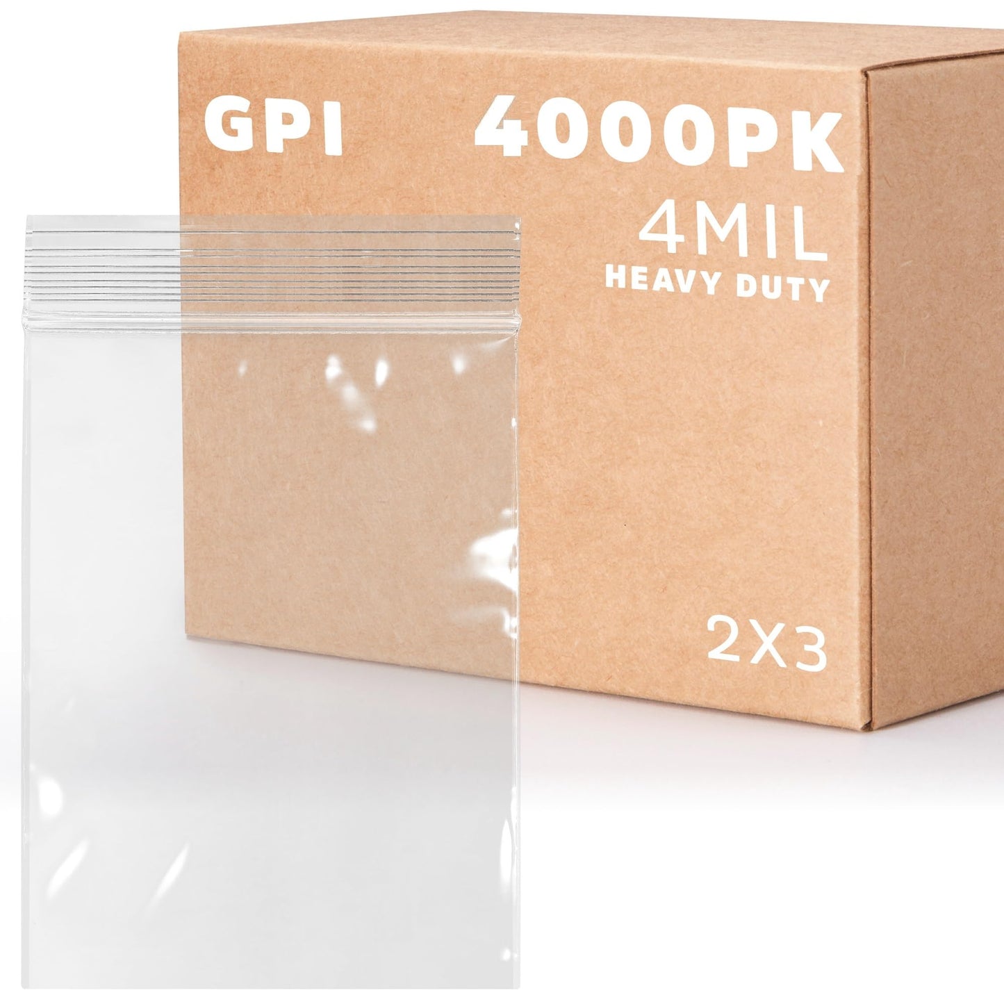 2" x 3" Small Reclosable Zip Bag - Heavy-duty 4 Mil, Bulk Case of 4,000 - Clear, Resealable Zip Top Lock for Storage & Packaging Food, Nuts, Bolts & Screws.