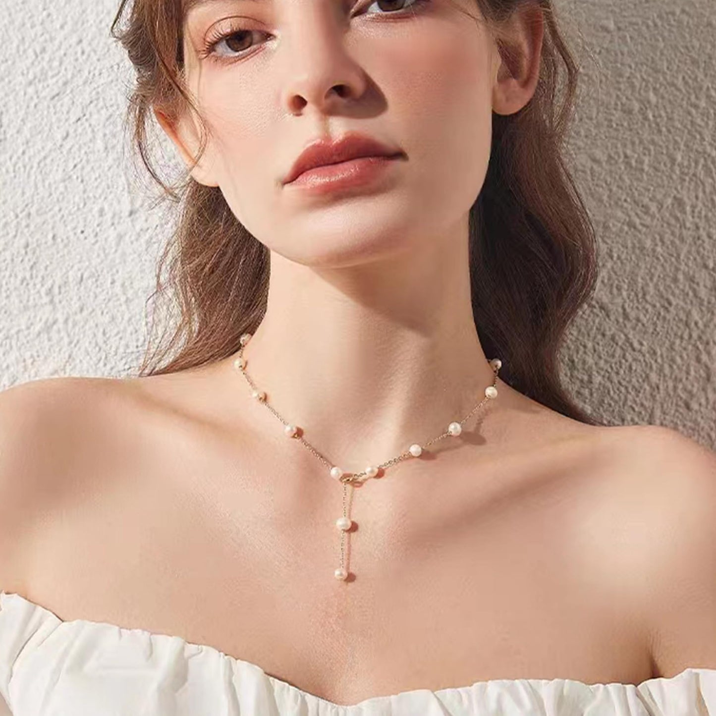 Sereney Sterling Silver Pearl Necklaces for Women, Dainty Birthday Necklaces Pearl Wedding Jewelry as Freshwater Real Bridal Choker Necklace, Sterling Silver Choker Necklace for Bridal Jewelry