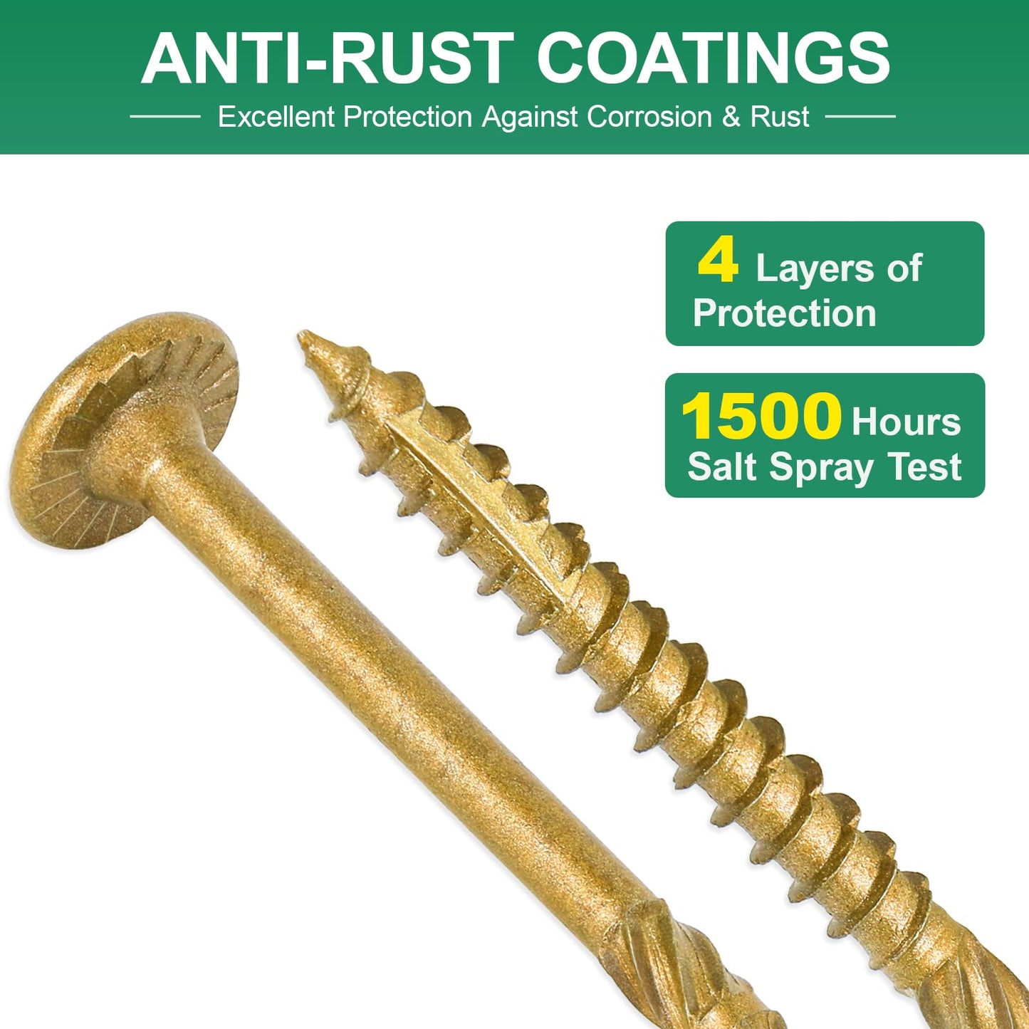 FMhotu 8 Inch Heavy-Duty Outdoor Deck Screws, 50Pcs Star Drive Decking Wood Screws, Rust Resistant Timber Screws for Timber/Log/Landscaping Wood (#14 x 8 Tan)
