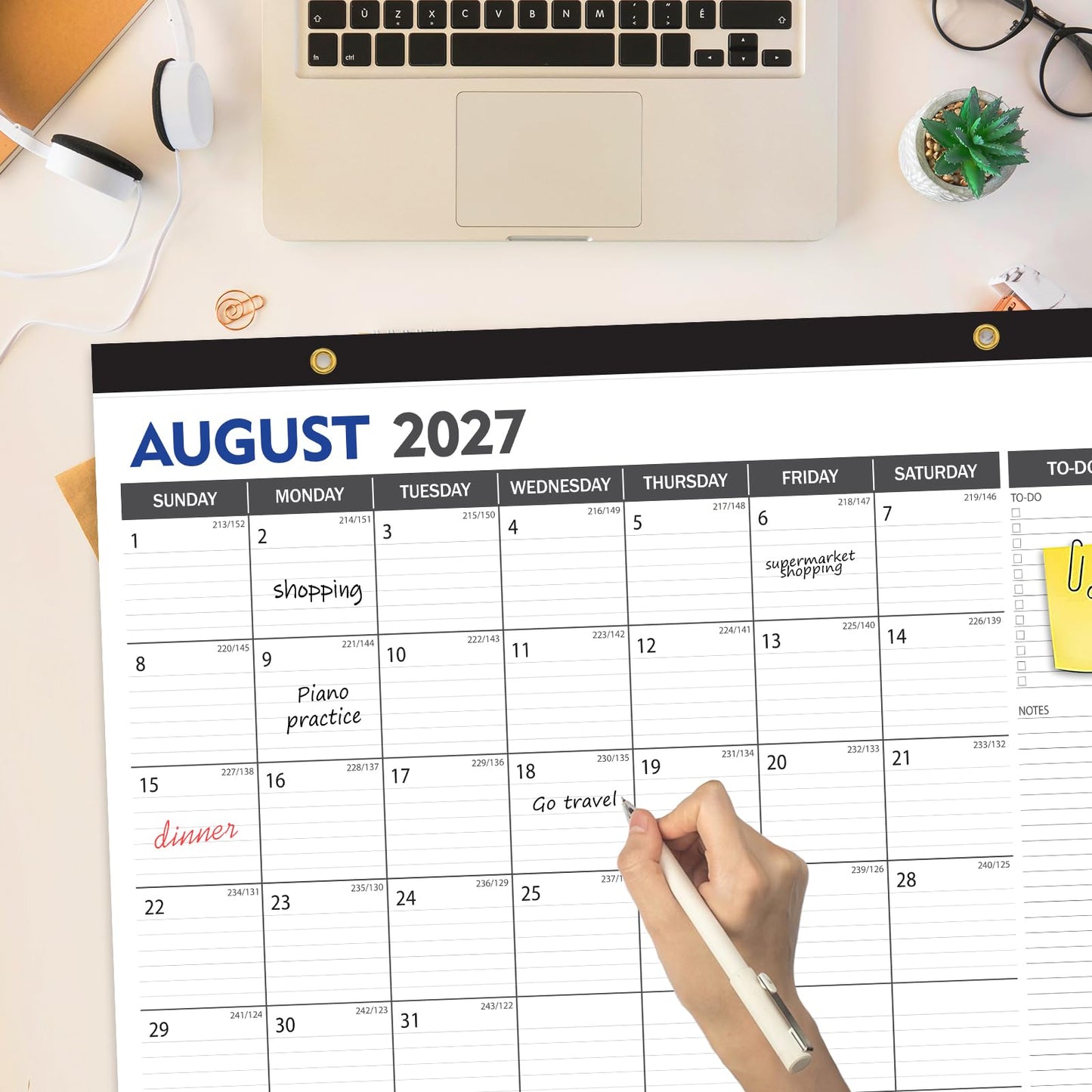 OuMuaMua Large Desk Calendar 2026-2027 - 19 Months from Jun. 2026 through Dec. 2027, 22 x 17 Inches Desktop Wall Calendar with Julian Date To-do & Notes, Corner Protectors for School Home Office