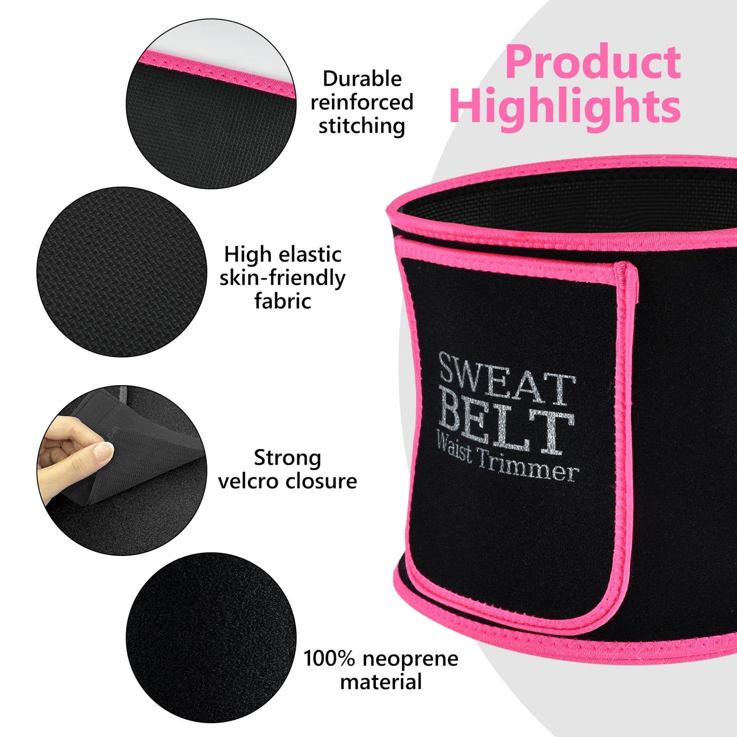 AMZBOSS Waist Trainer for Women Lower Belly Fat, Waist Sweat Band for Women, Belly Band Sweat Belt, Stomach Wrap with Pocket (Pink, X-Large)