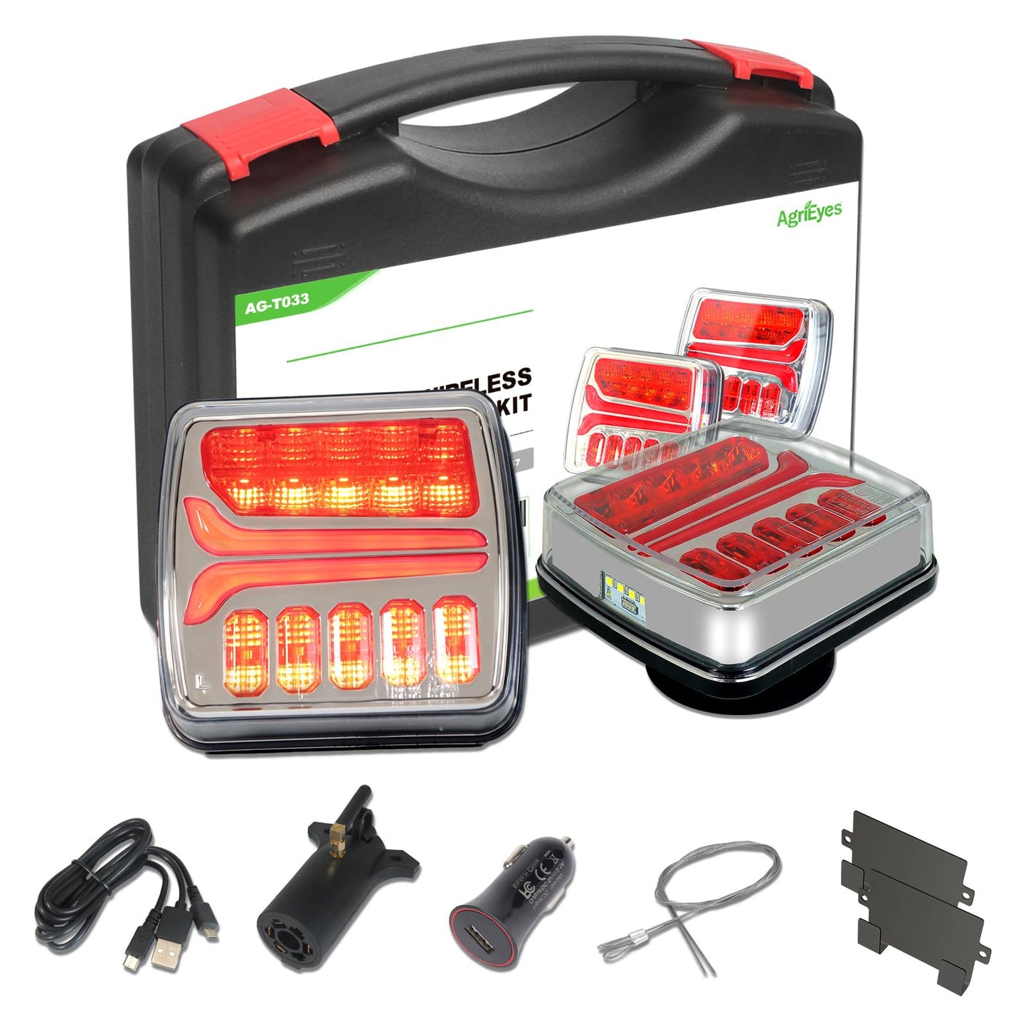 Agrieyes Halo Wireless Trailer Lights, 2 Mounting Options Magnetic Trailer Light for Towing, Portable LED Tow Lights Kit for Tru