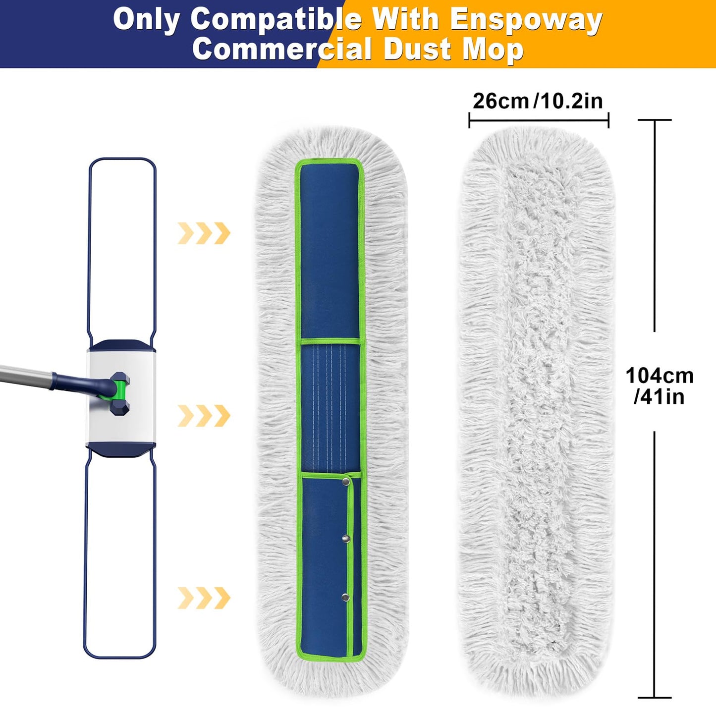 41" Commercial Dust Mop Replacement Heads: Resuable Washable Industrial Cotton Pads Refills for Janitors Warehouse Gym School Floor Cleaning, Only Fit for B0FN7JTZDK