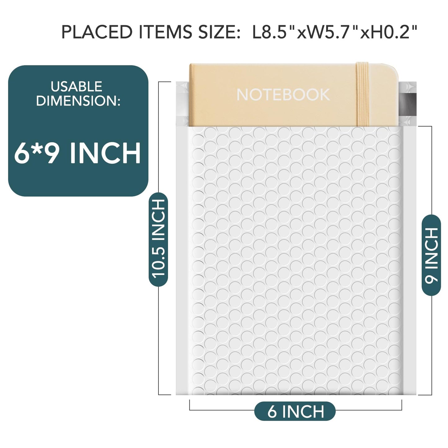 Metronic White Bubble Mailers 6x10" 100 PC Self-Seal Bubble Mailer Usable Size 6x9" Thick Padded Envelopes Cushion Mailing Envelopes Bubble Padded for Mailing Makeup Jewelry