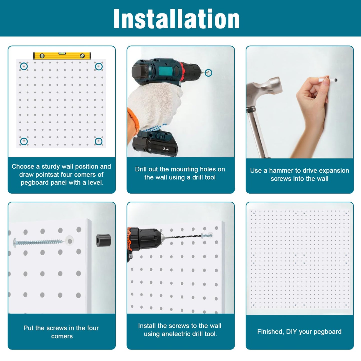Daanxw Peg Board Kit, Includes Pegboard and Accessories,with Hooks and Bins,Peg Board Wall Organizer for Office,Ornaments Display,Crafts Organization (66, White)
