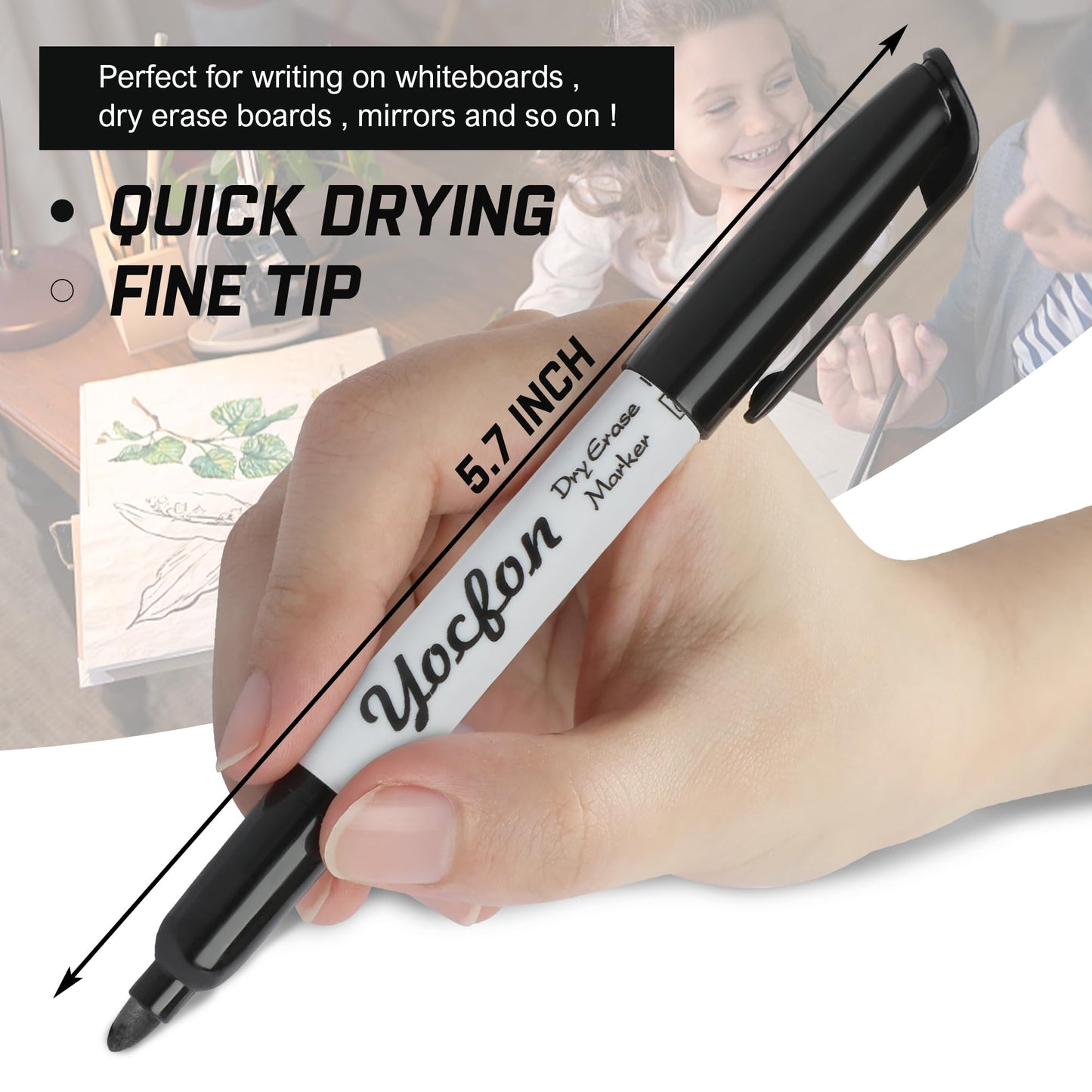 Yocfon Dry Erase Markers 148 Pack, Bulk Black Whiteboard Markers With Fine Tip, Low Odor Dry Erase Markers for School Office Home