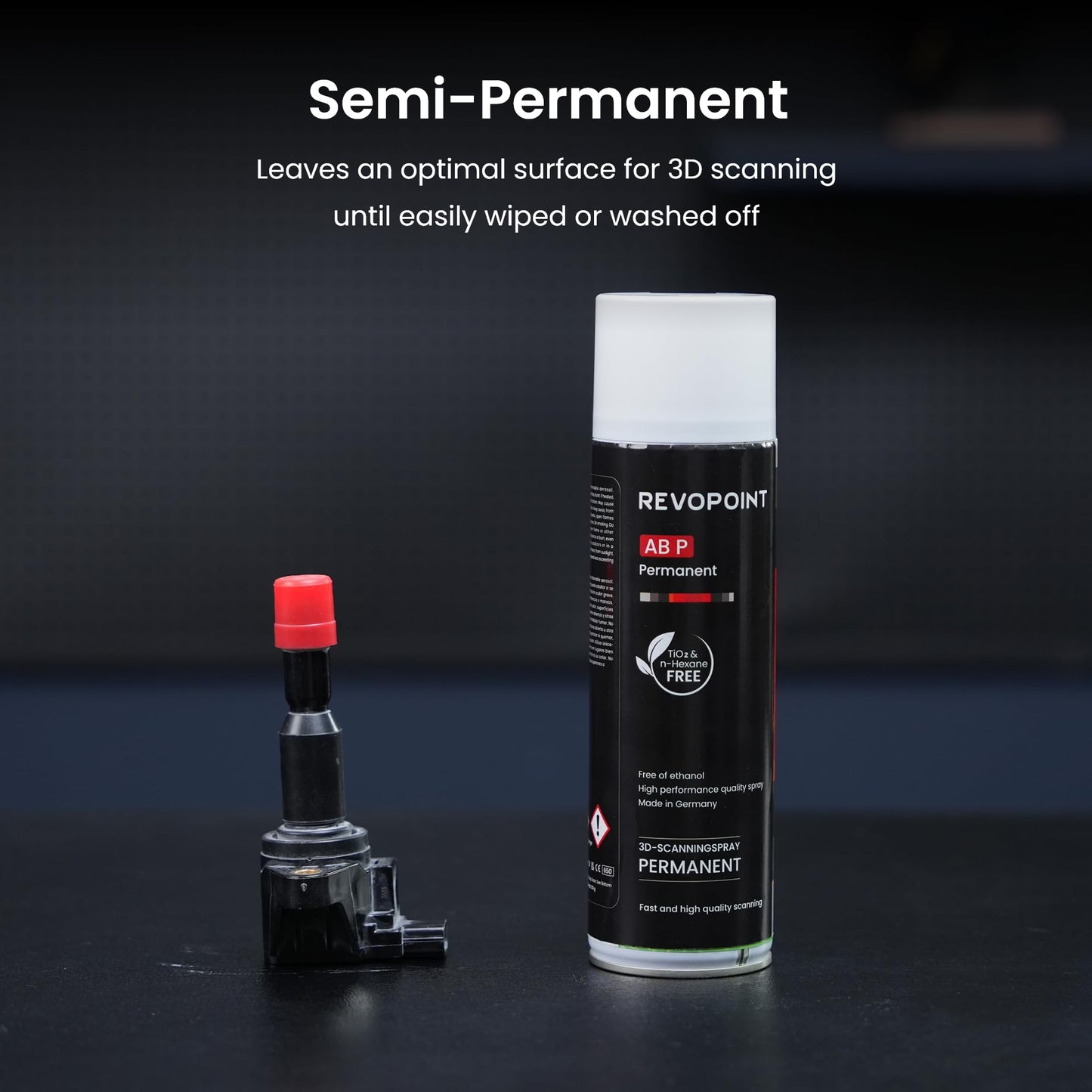 Revopoin 3D Scanning Spray for 3D Scanners, Semi-Permanent Until Wiped, for Reflective, Transparent, Black or Highly Textured Surfaces, 500ml, AB-P