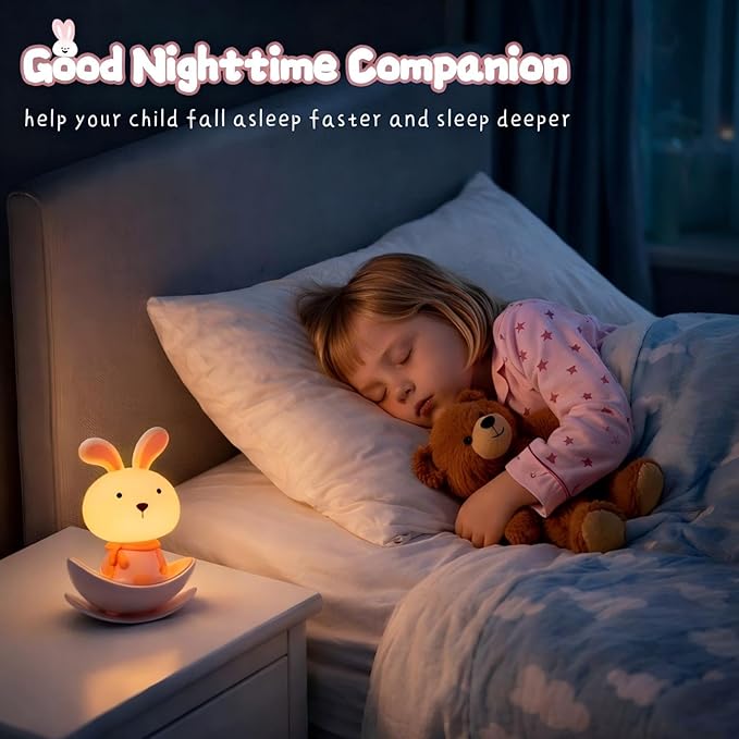 Night Lights for Kids,Rechargeable Nursery Night light,Small Lamps for Baby Nursery,Pink Lamps Bunny, Soft Warm Light,Breastfeeding,Sleep Aid,Cute Funny Gifts for Baby Toddler Kids Boys Girls