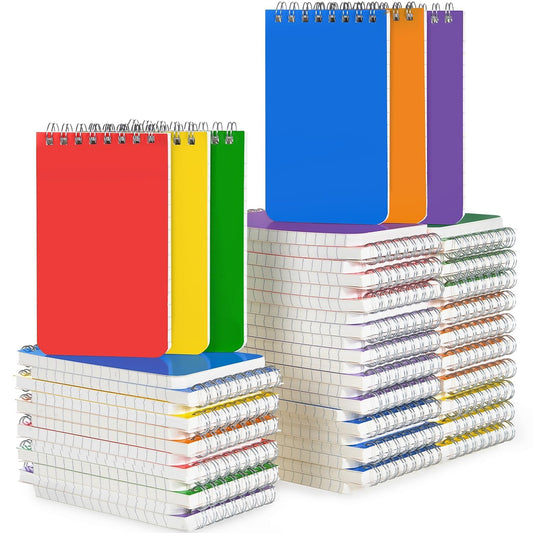 WeLiu Pocket Notebook Bulk 3x5 Inch, 60 Packs Mini Top Bound Spiral Notepad with Lined Pages, Memo Pads 6 Colored 60Sheets/120Pages (80GSM), Small Notepads for Office, Work, College, Home, Travel