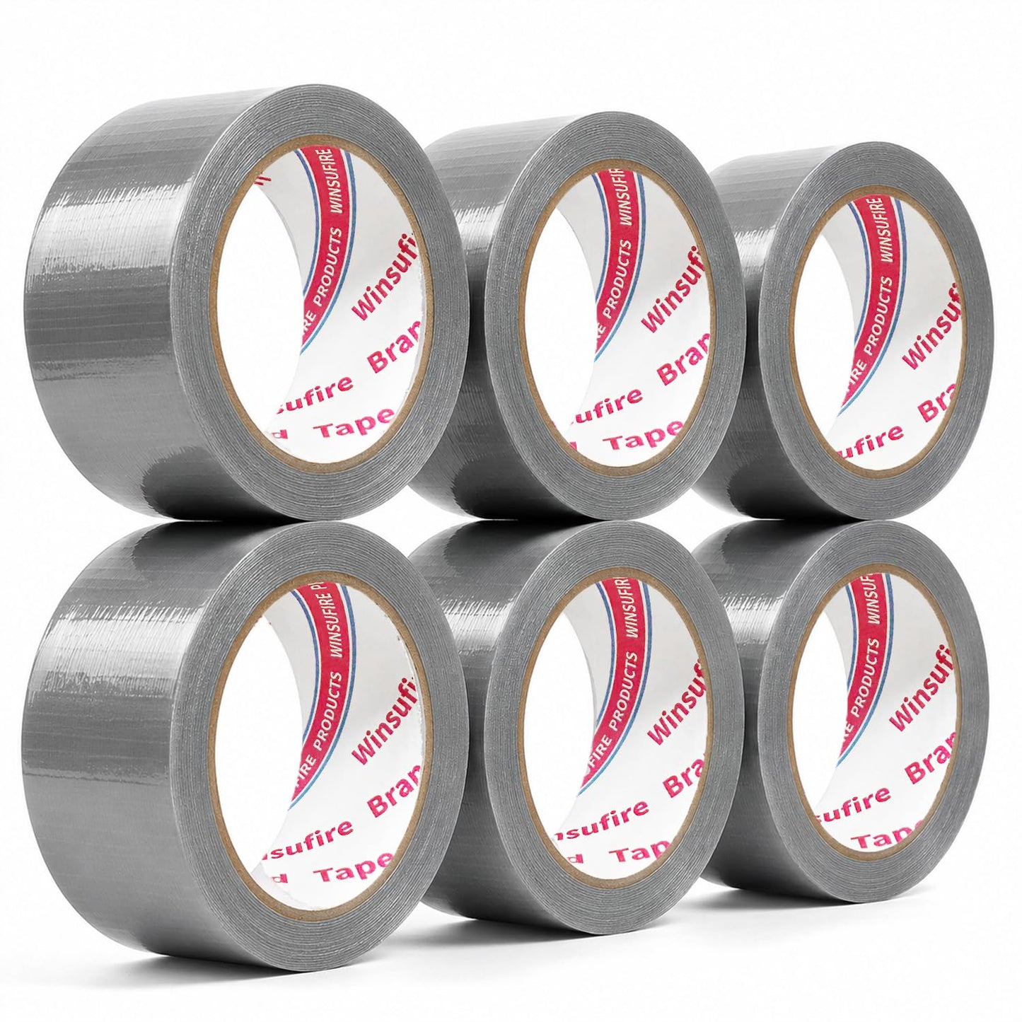 WINSUFIRE Duct Tape Heavy Duty, Heavy Object Packaging, and Home Repairing,Strong Adhesive Duct Tape for Indoor Outdoor Repairs, 2-inch by 22-Yard, 6-Roll,Total 132 Yards (Silver)