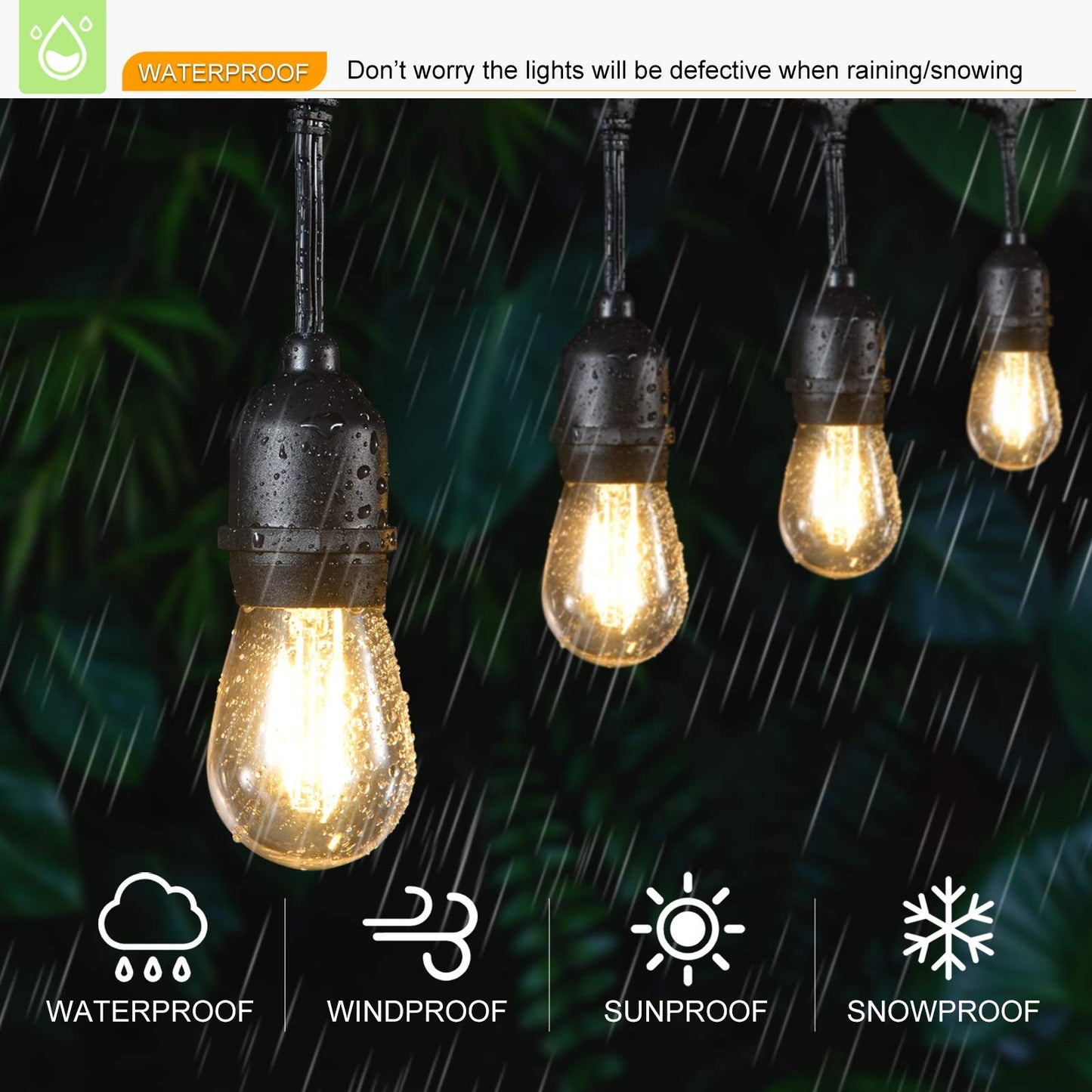 VISTERLITE 30 Pack S14 Edison Light Bulbs, Shatterproof LED Replacement Bulbs for String Lights, Patio Low Wattage LED Filament Clear Bulb, E26 Medium Base, Warm White 2200K, Non-Dimmable