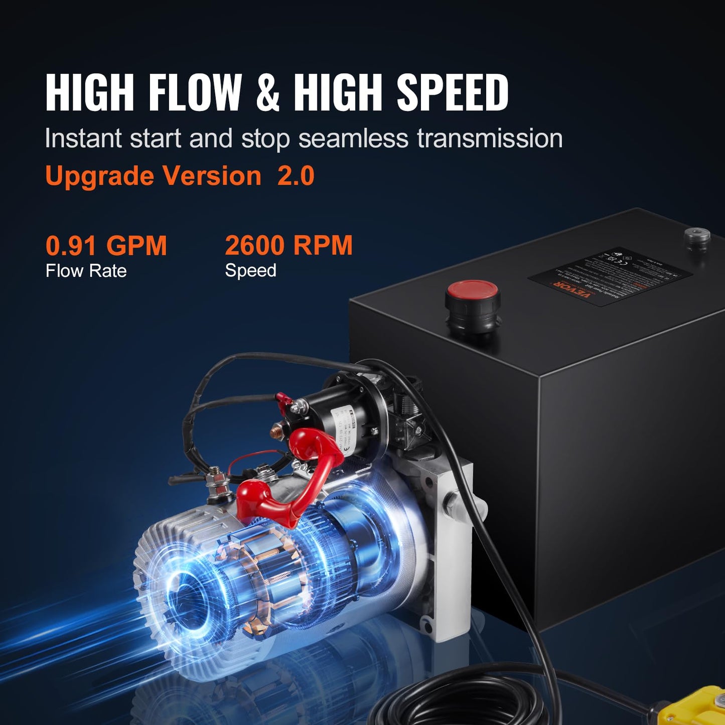 VEVOR Hydraulic Power Unit 12 Quart Hydraulic Pump 12V Dump Trailer Pump Single Acting Hydraulic Power Pack 3200 PSI Electric Hydraulic Pump with Steel Reservoir for Car Lift