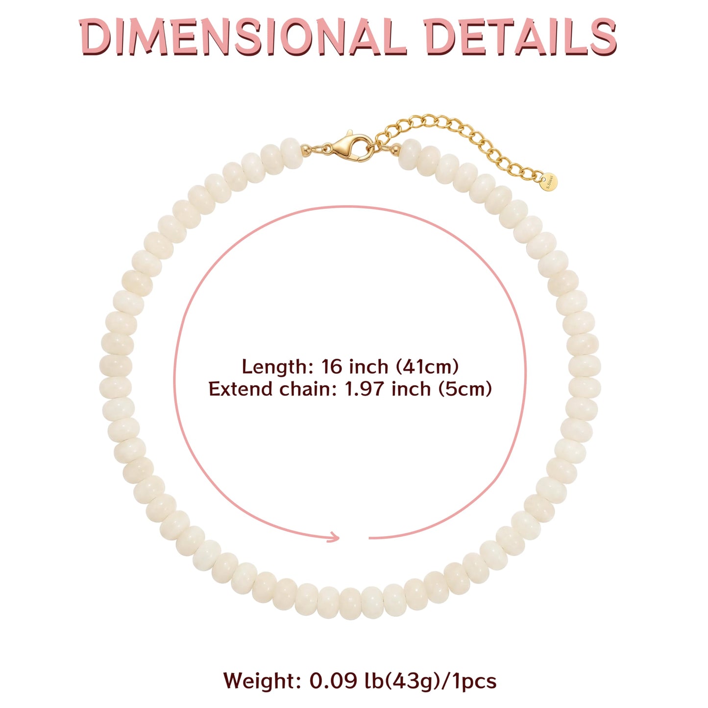 Badu Beige Gemstone Beaded Necklace for Women Natural Stone Bead Beach Choker Necklace Fashion Trendy Jewelry Gifts
