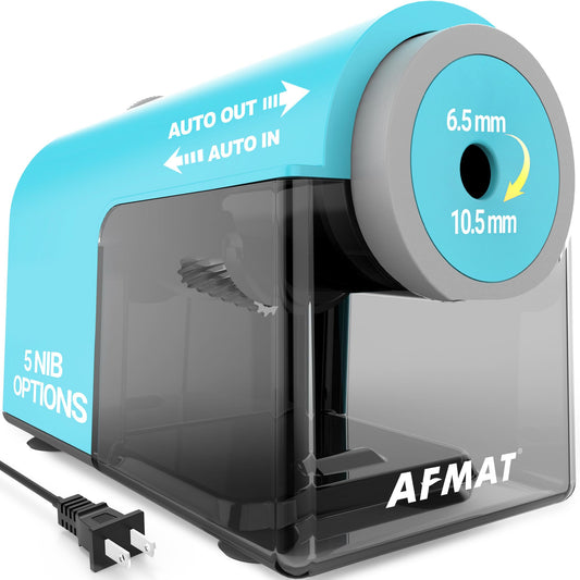 AFMAT Electric Pencil Sharpener, Fully Automatic Pencil Sharpener for 6.5-10.5mm No.2/Jumbo/Colored Pencils, Auto in & Out, 5 Sharpness Modes, 10000+ Sharpenings for Classroom Home Office, PSC5(120V)