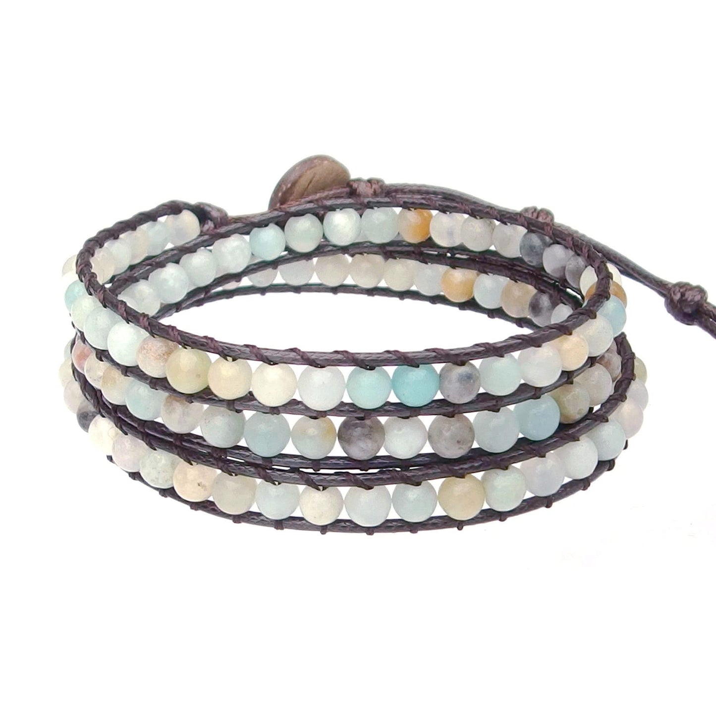 Ayriwoyi Boho Bracelets For Women Amazonite Bracelet Wrap Bracelet for Women Natural Stone Beaded Bracelet Leather Wrap Bracelets Bohemia Adjustable