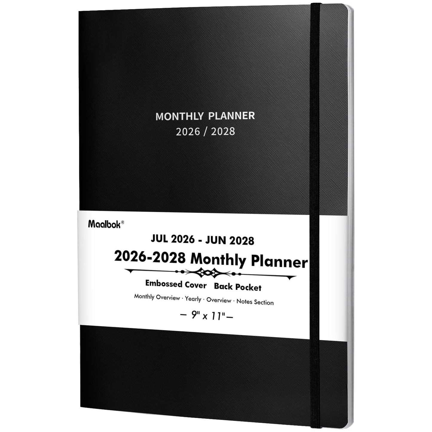 2026-2028 Monthly Planner/Calendar - 2 Year Calendar 2026-2028, Jul. 2026 - Jun. 2028, 9'' × 11'', 24 Months Planner with Embossed Cover, Inner Pocket, Premium Paper, Elastic Closure