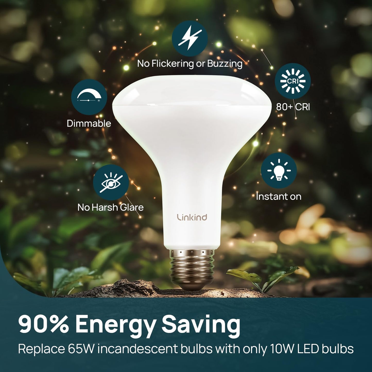 Linkind BR30 LED Flood Light Bulbs Indoor, 65W Equivalent Dimmable LED Recessed Bulbs, 10W 850 Lumens, 4000K Cool White E26, UL FCC Certified, Recessed Can Light Bulb for Bedroom Bathroom, 12 Packs