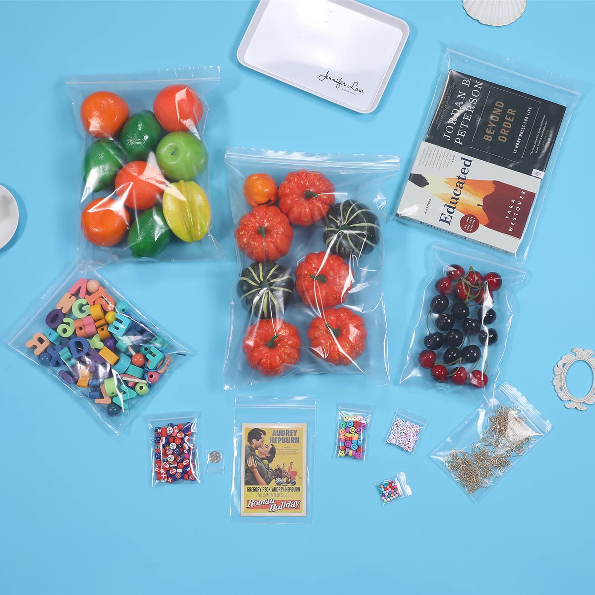 Somoga 50 PCS 12" x 18" Large Thick 2.5 Mil Clear Zip Poly Bags Plastic Reclosable Zip Seal Lock Bags Clothing Shoes Toys Prints Zipper Bag