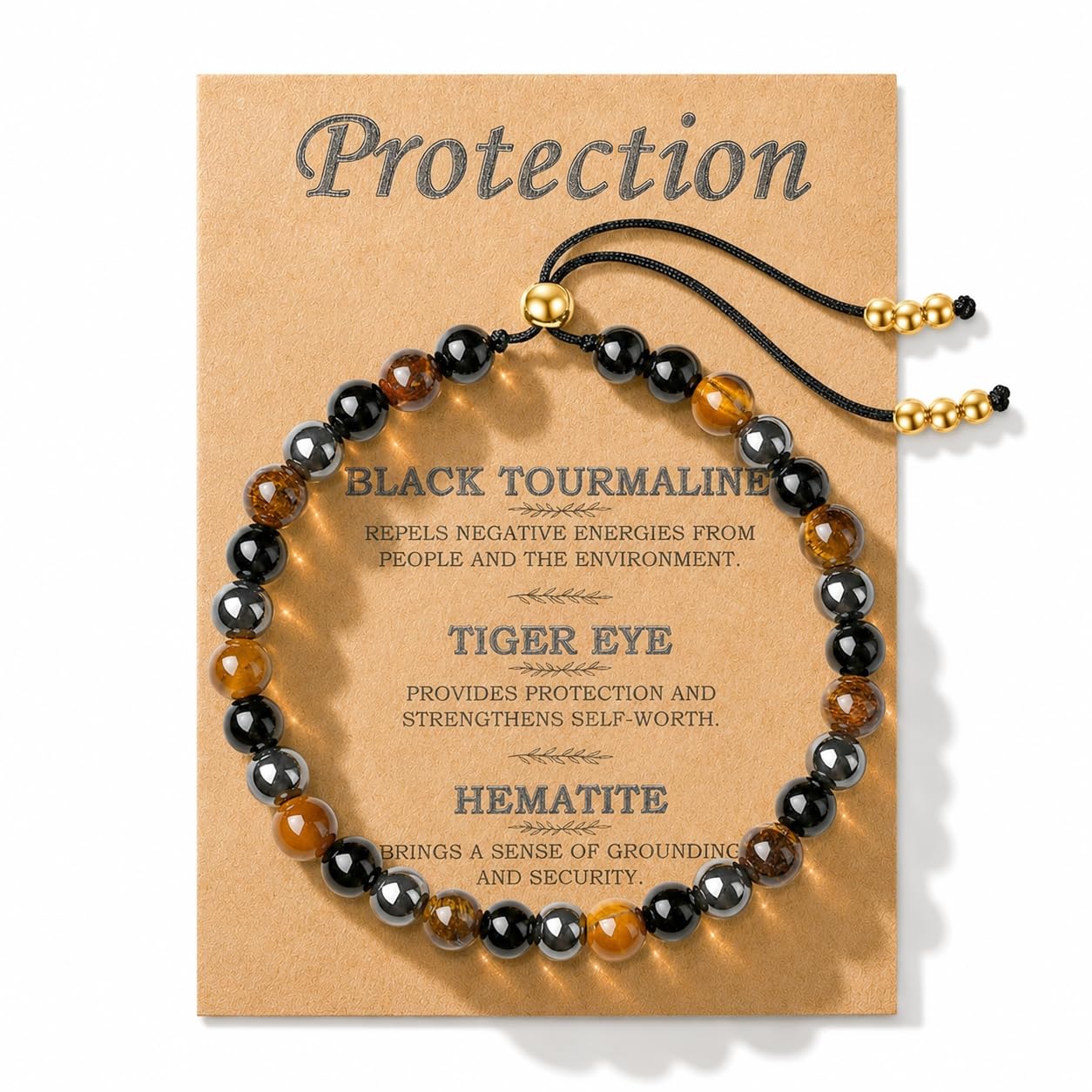 NUKAYAI Protection Bracelet for Women Black Tourmaline Bracelet Jewelry with Energy Protection Tiger Eye Hematite Natural Healing Stone Bracelets Emotional Spiritual Hope Jewelry