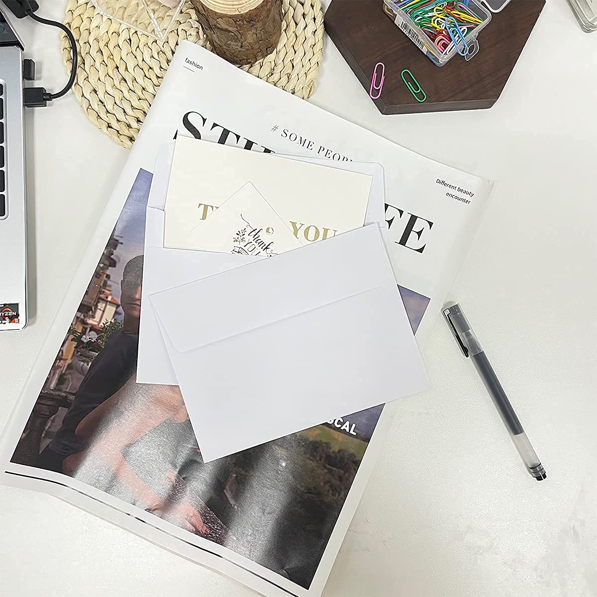 A6 Invitation envelopes（120 PCS 4.7x6.5 in） - windowless design 120GSM white paper envelopes with printabl quick self-seal for invitations, greeting cards, photos invoices