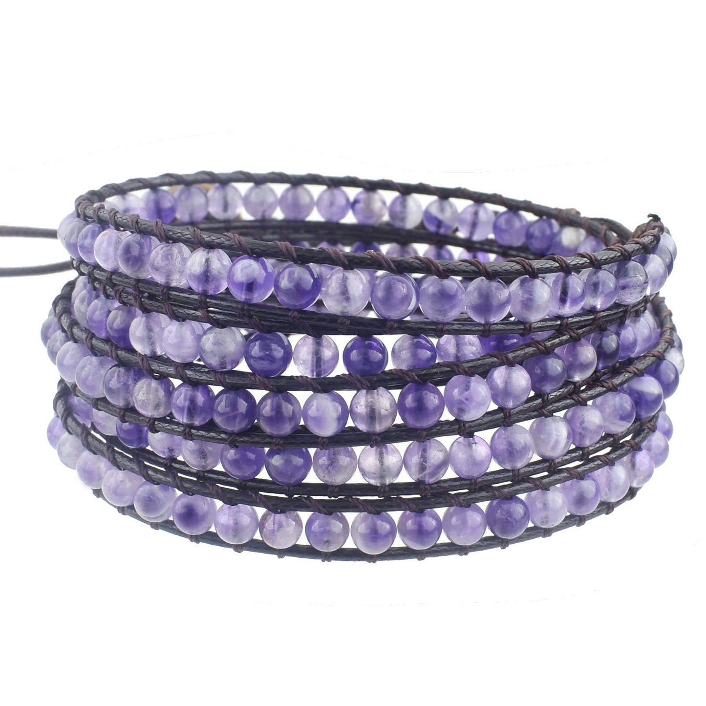 Ayriwoyi Amethyst Bracelet Wrap Bracelets for Women Beaded Wrap Bracelet for Women Healing Crystal Adjustable Natural Stone Bracelet