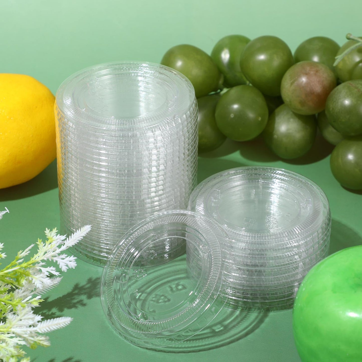 Acellegic 200 Pcs Plastic Cup Lids for Portion Cups Disposable Clear Portion Cup Lids Souffle Lid Plastic Food Prep Supplies for Restaurant, Cafe, Catering, Party (3.25oz 4.5oz 5oz)