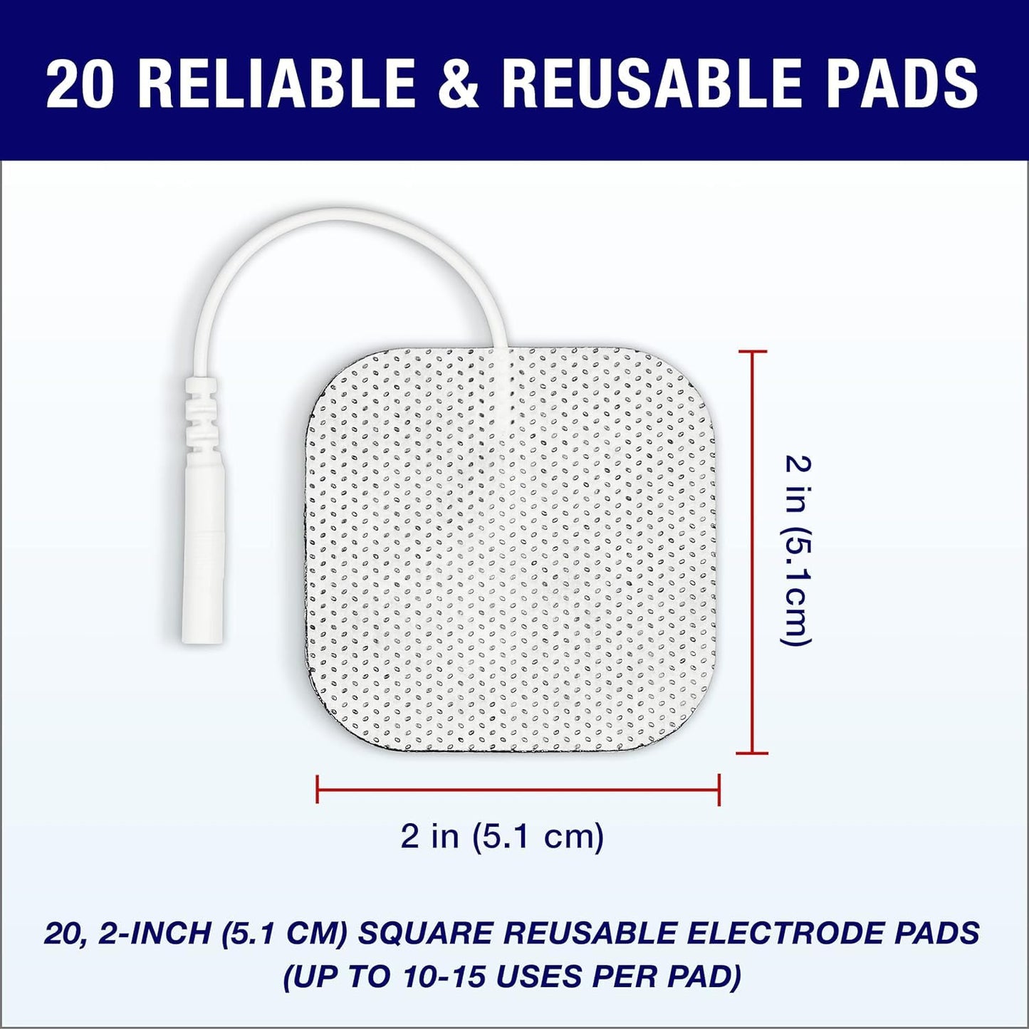 Syrtenty Tens Unit Electrodes Pads 2x2 20 Pcs Replacement Pads Electrode Patches for Electrotherapy