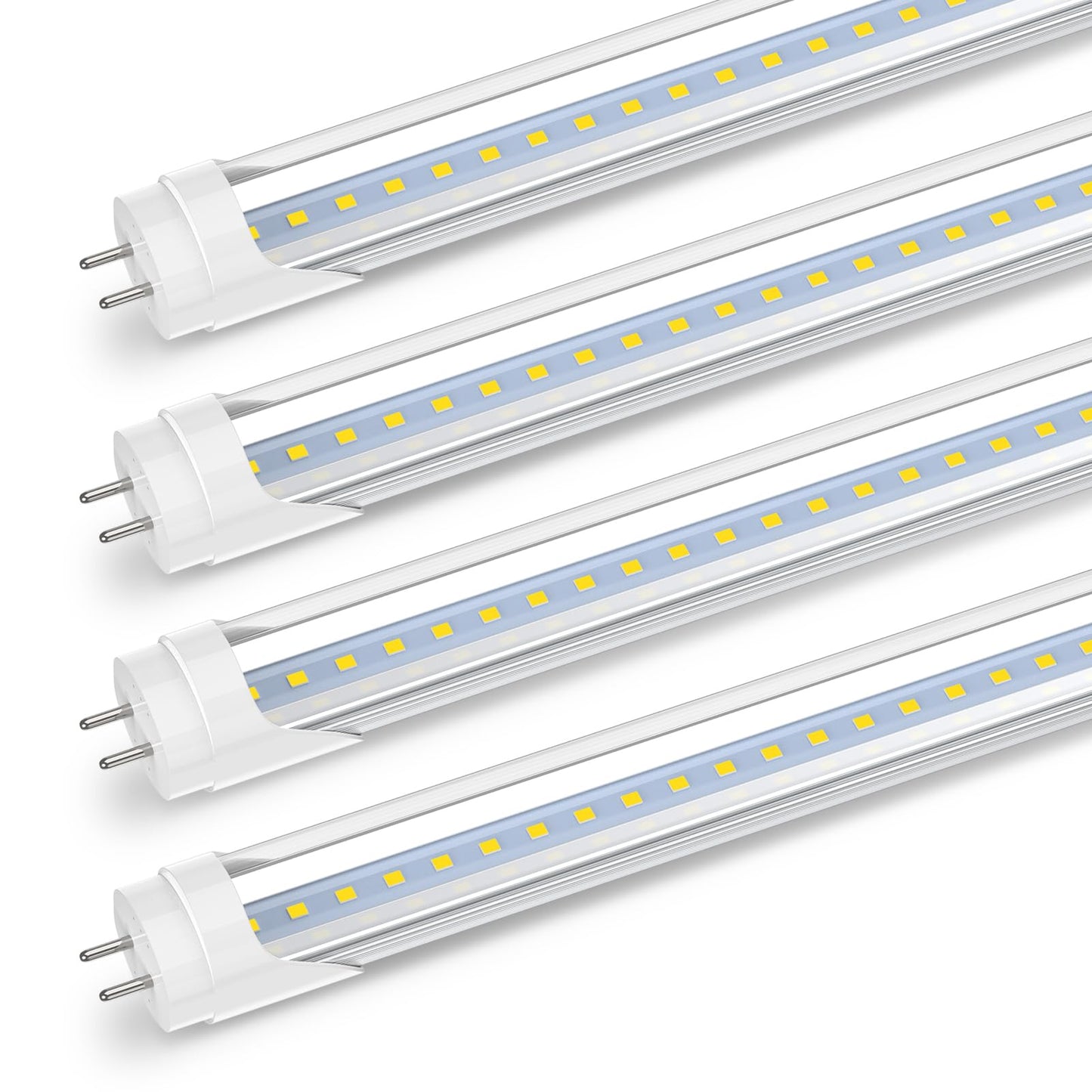 Romwish 2FT LED Tube Light, T8 T10 T12 Type B LED Light Bulb, 10W(24W Equiv.), 5000K Daylight, 1120LM, 24 Inch F20T12 Fluorescent Replacement, Remove Ballast, Double-Ended Power, Clear Cover, 4 Pack