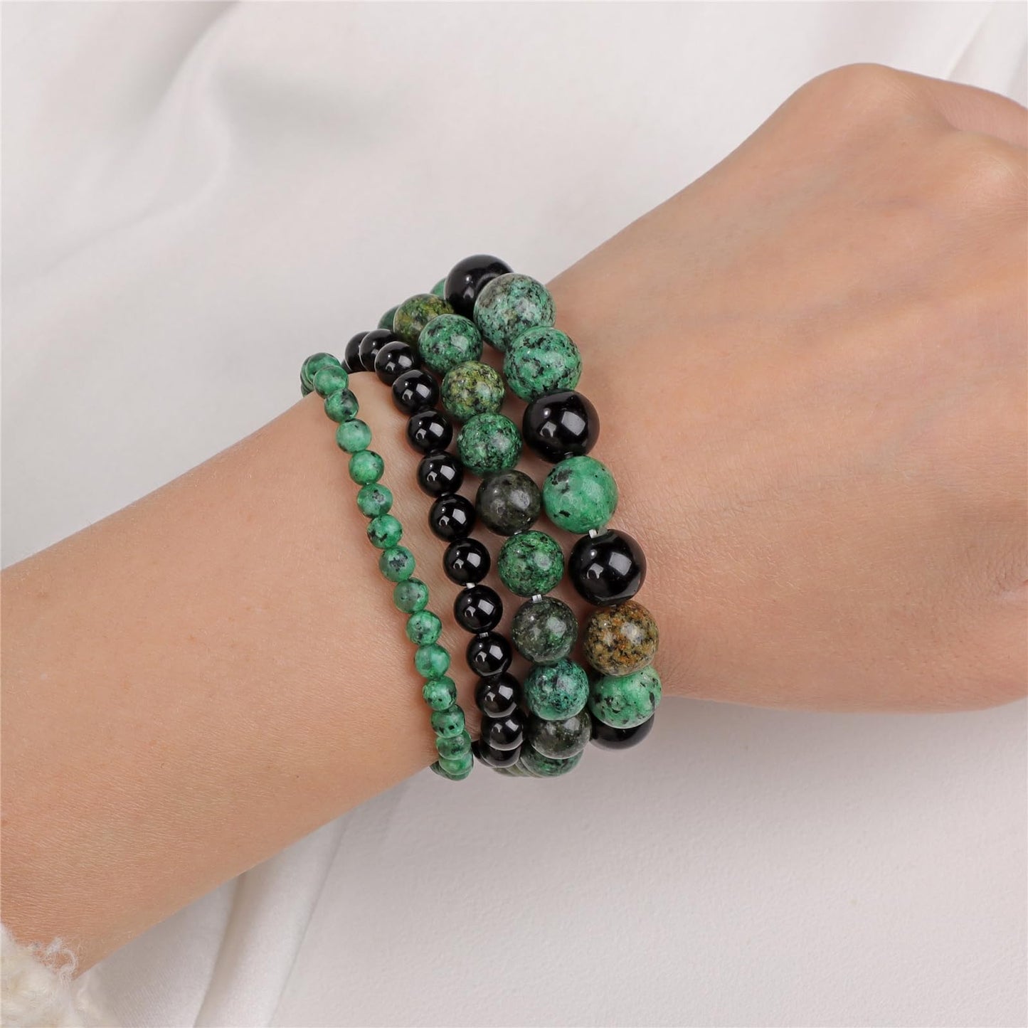 Vinswet 4pcs Beaded Bracelets for Women,Natural Healing Crystal Gemstones Bracelet,Anxiety Stress Relief Bracelet Handmade purple Jewelry Gifts for Women, 7.48in, Stone, no gemstone